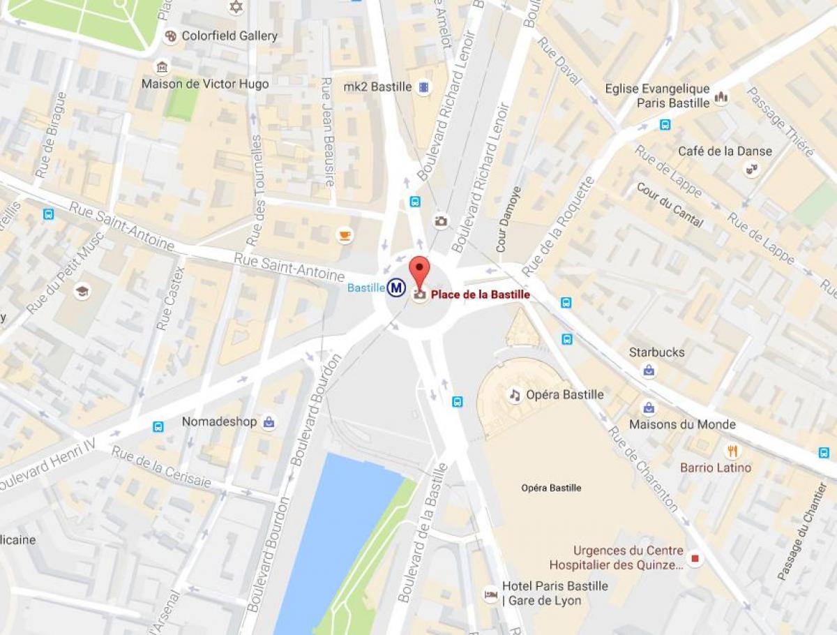 Harta de place de La Bastille
