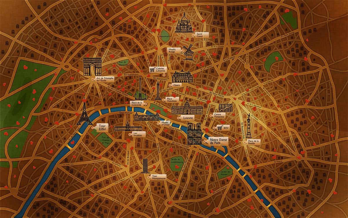 Harta Paris tapet