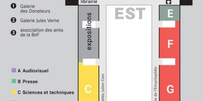 Harta de La Bibliothèque nationale de France, de la etajul 1