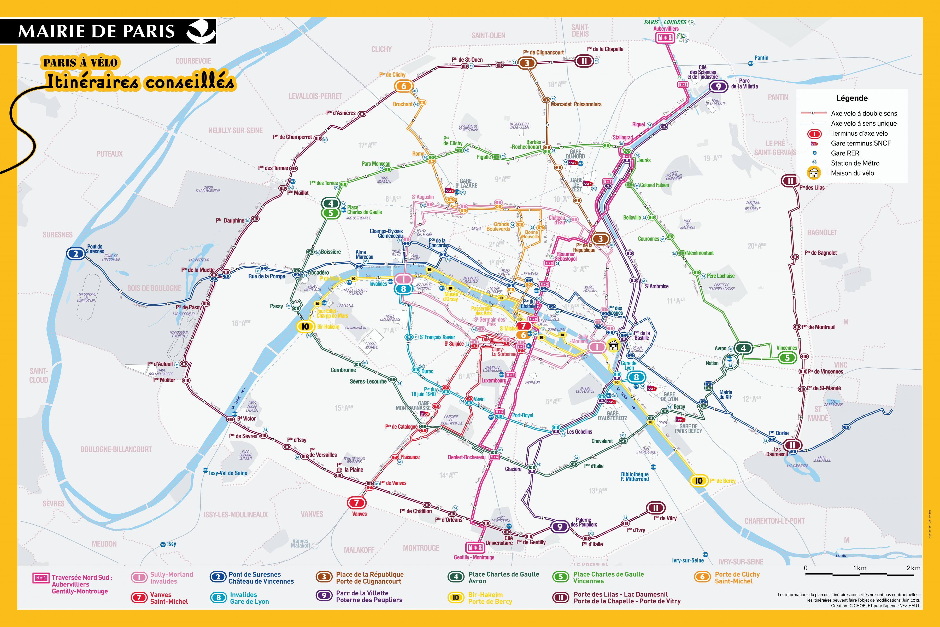 Grease Pen pal Resignation Paris plimbare cu bicicleta hartă - Harta de la Paris plimbare cu bicicleta  (Franța)