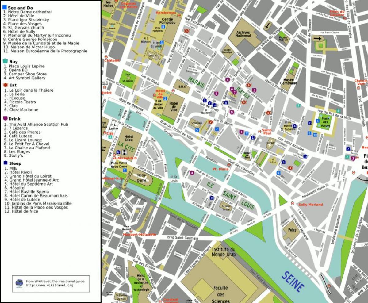 Harta 4-lea arondisment din Paris