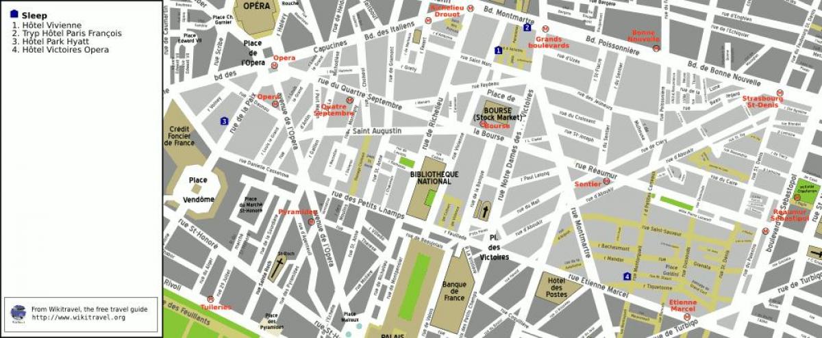 Harta de al 2-lea arondisment din Paris