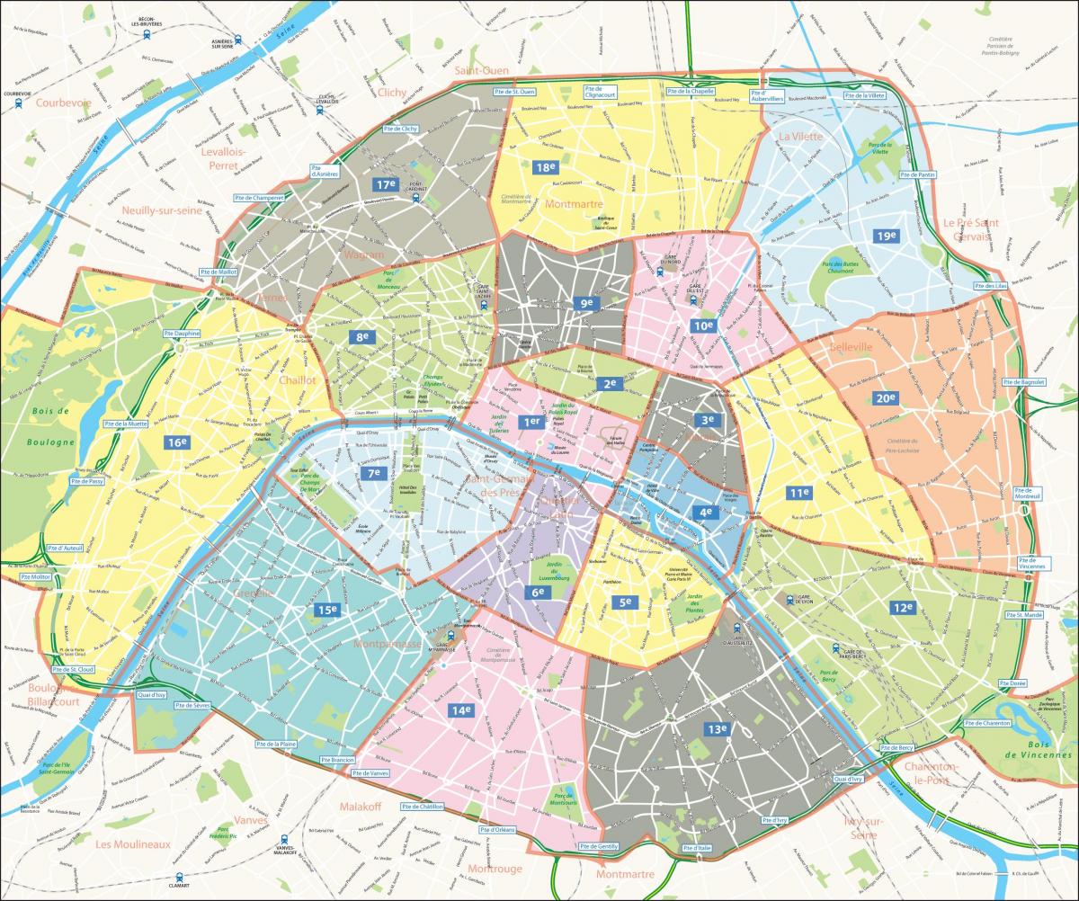 Harta de arondismente din Paris