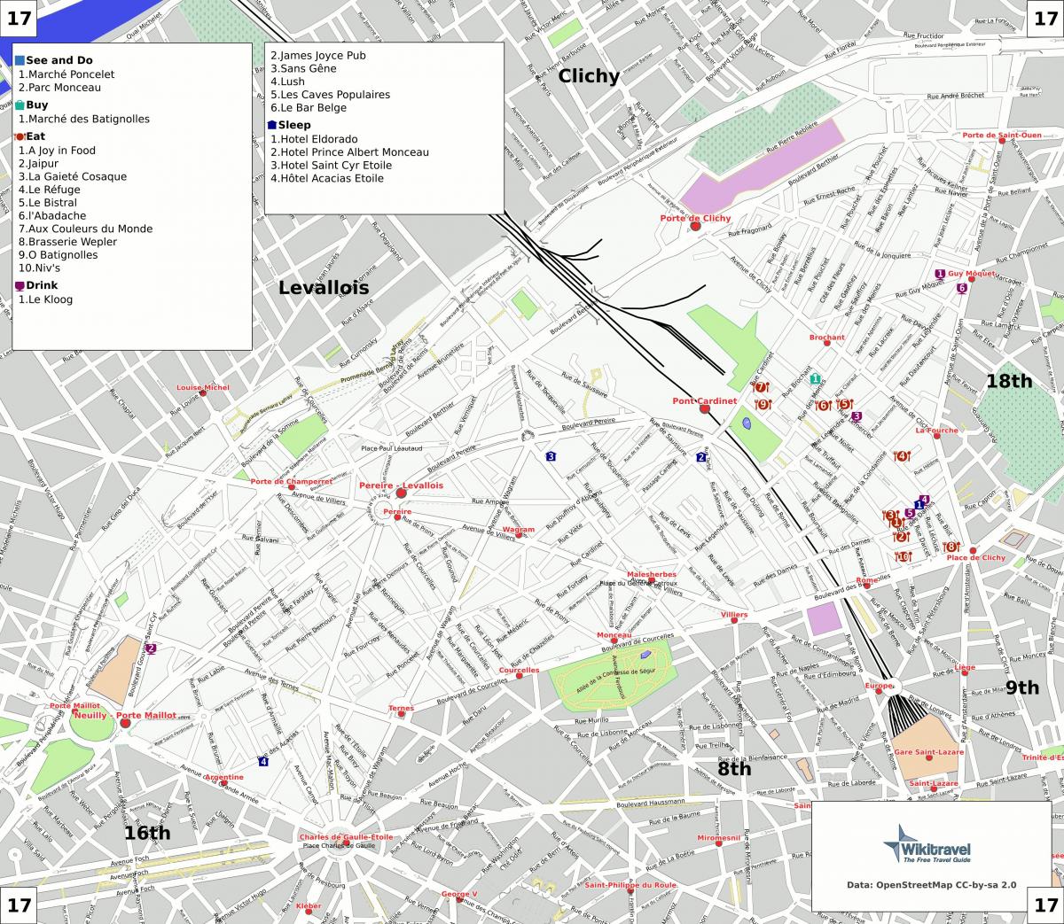 Harta arondismentul 17 din Paris