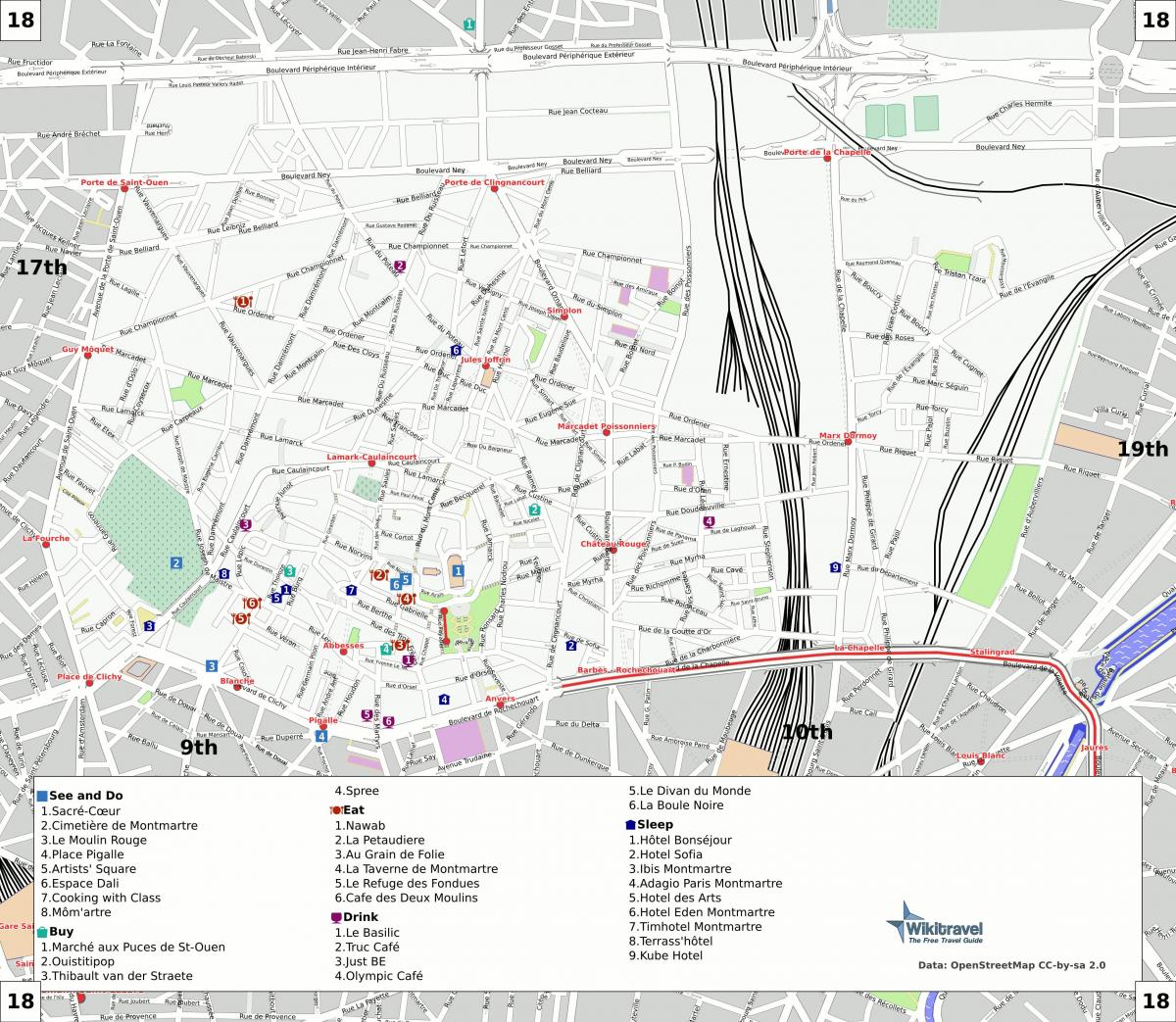 Harta arondismentul 18 din Paris