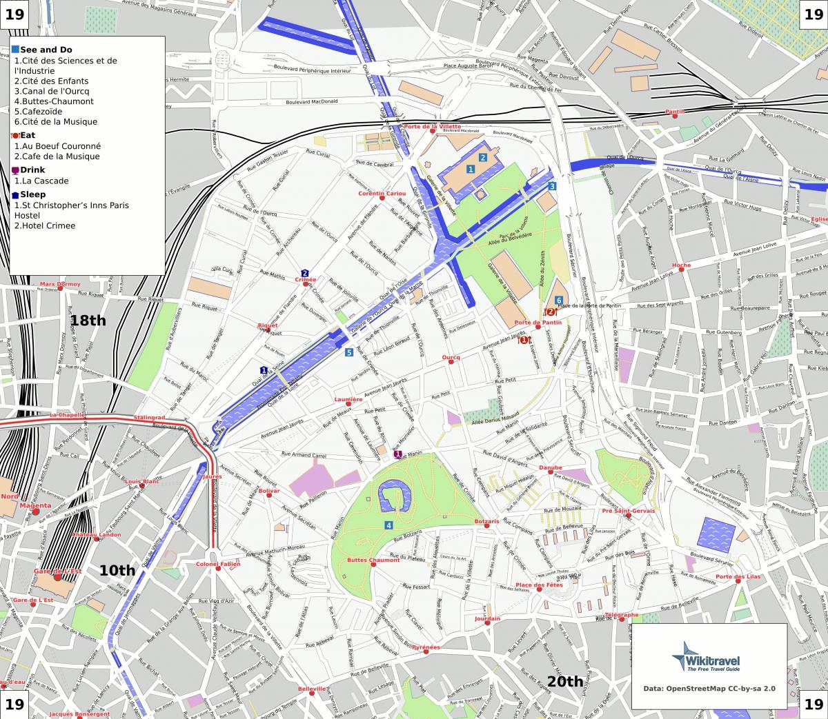 Harta arondismentul 19 din Paris