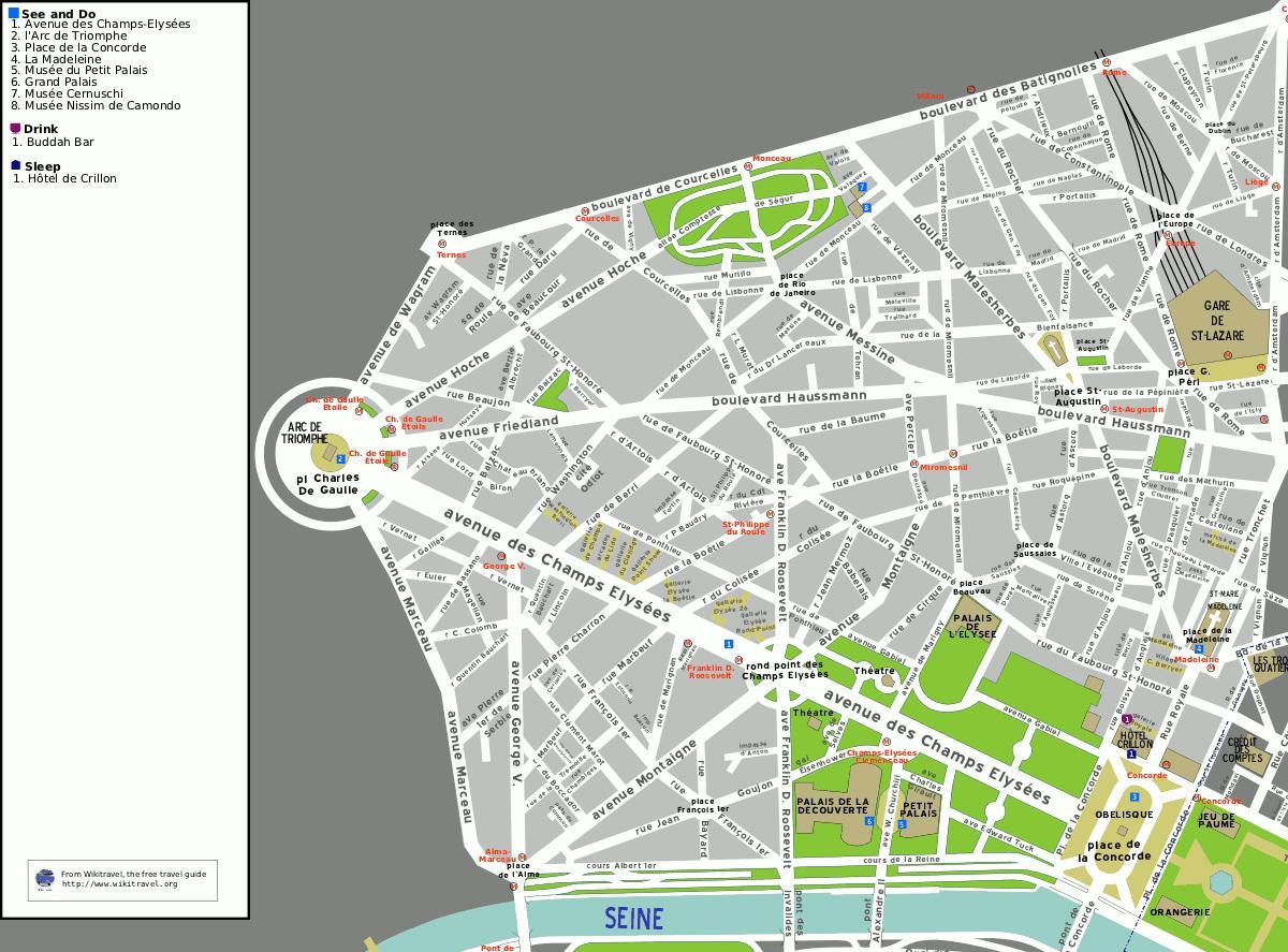 Harta arondismentul 8 din Paris