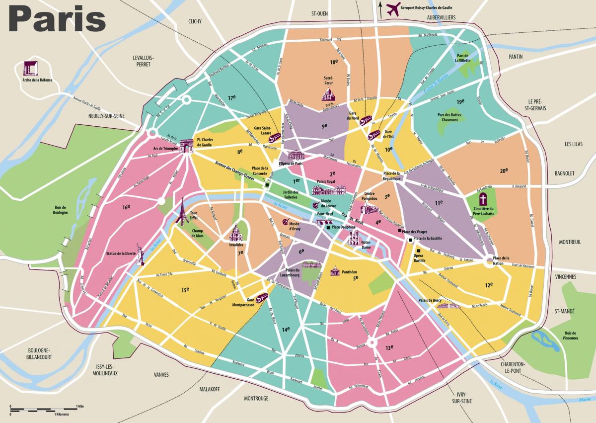 Harta de atracții din Paris