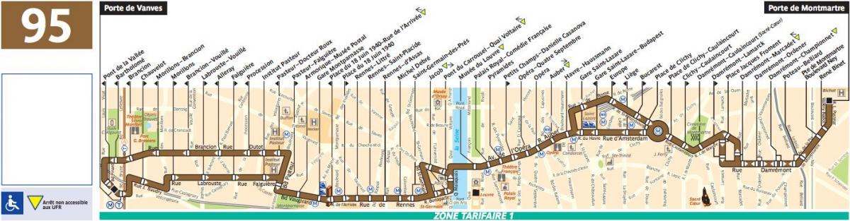 Harta de autobuz Paris linia de 95