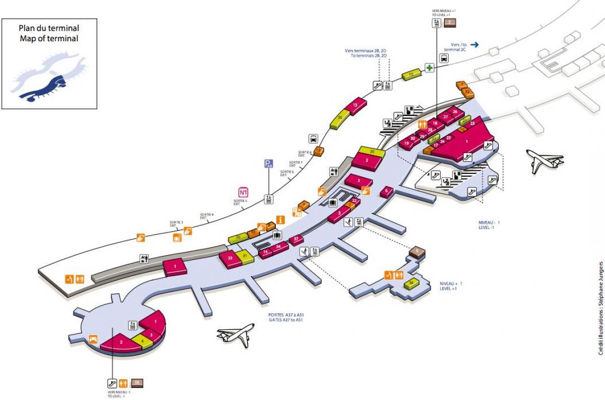 Harta CDG aeroport terminal 2A