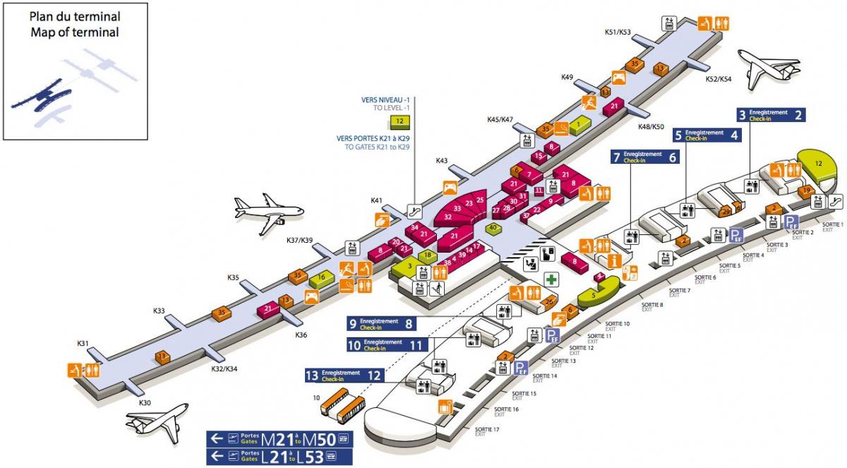 Harta CDG aeroport terminal 2E