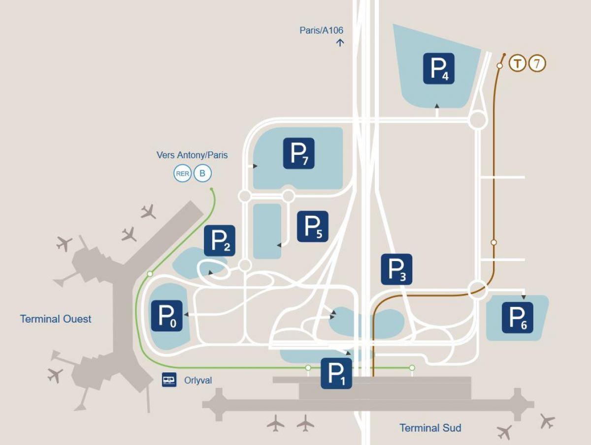 Harta de aeroportul Orly parcare