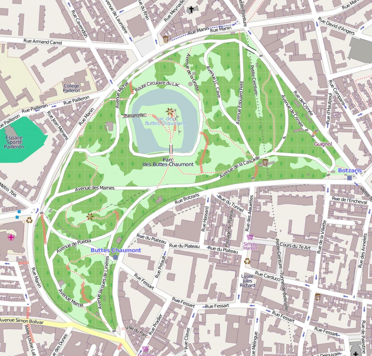 Harta de Parc des Buttes-Chaumont
