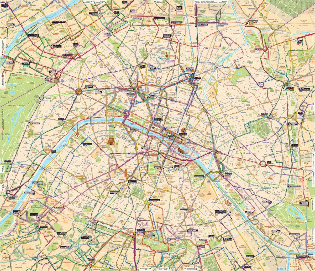 Harta Paris autobuz