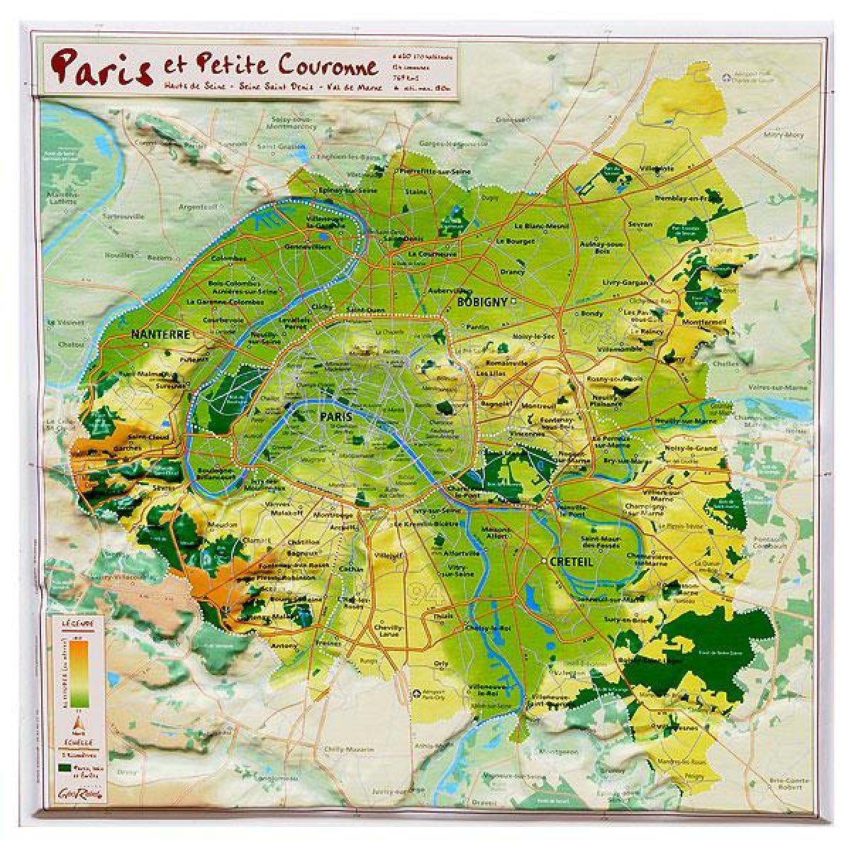 Harta de relief de la Paris