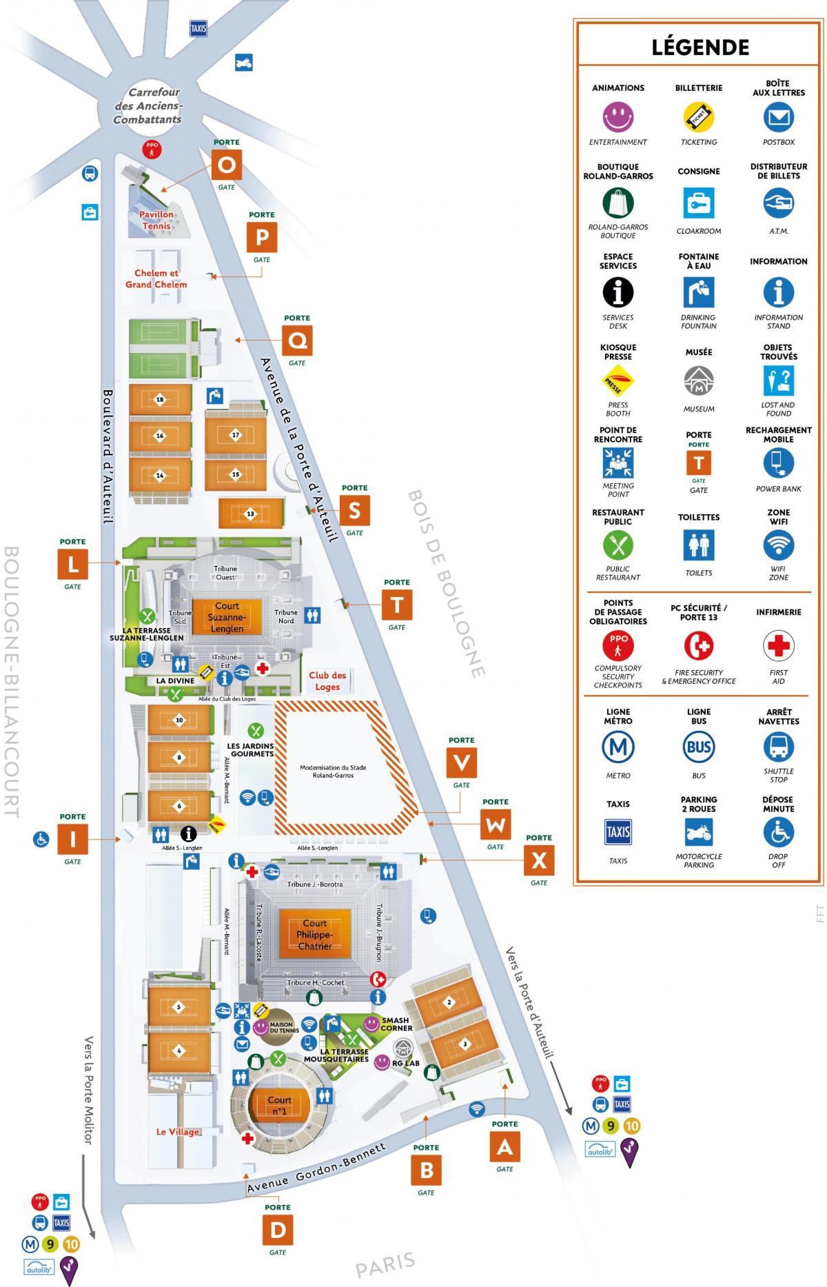 Harta de la Roland Garros