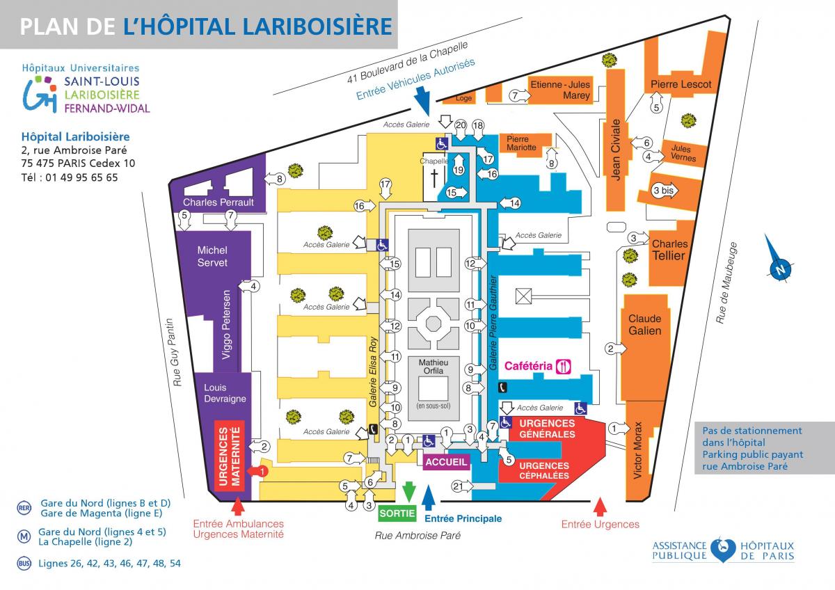Harta spitalul Lariboisiere