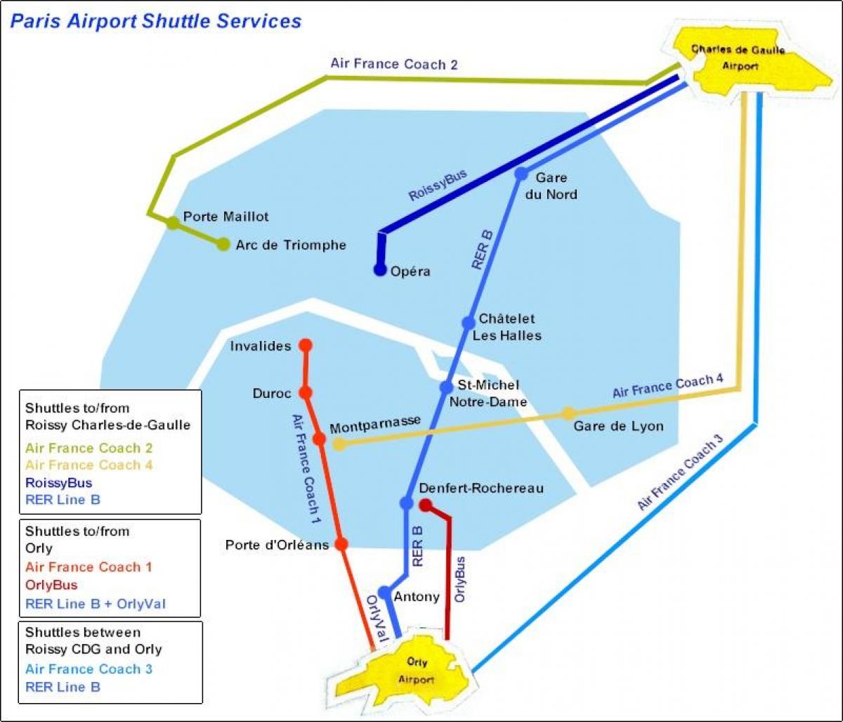 Harta Paris transfer aeroport