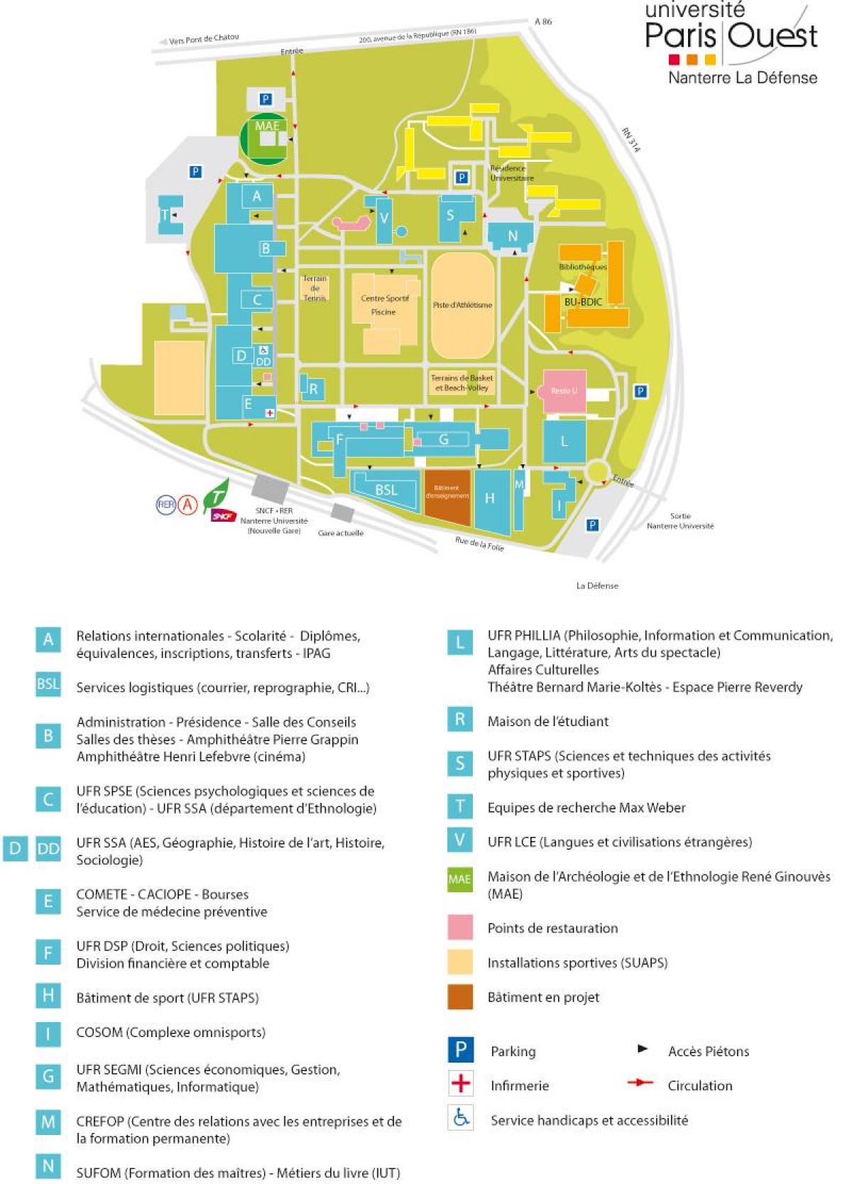 Harta de la Universitatea Nanterre